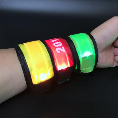 China Hot Selling Working Ready To Ship Working Led Armband Increasing Safe Led Slap Band For Outdoor for sale