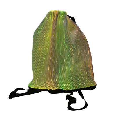 China OEM Outdoor Sport Night Light Backpack Fiber Optic Hot Selling Fiber Optic LED Recycling Drawstring Bag for sale