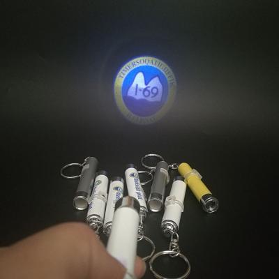 China Alloy+ABS Aluminum Business Promotional Gifts Customized Mini Led Logo Projector Car Key Chain Light Projection Key Chains for sale