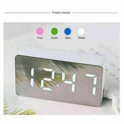 China Personalized Customization Digital LED Alarm Clock Temperature LED Light Mirror Table Clock for sale