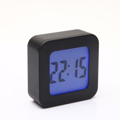 China LUMINOVA Factory Supply Alarm Clock 12/24 Hour Time Show Mini Square Digital LCD Alarm Clock for sale