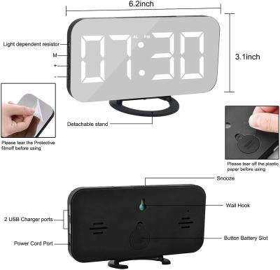 China Antique Style Display With Dual USB Charger Ports Auto Dimmer Mode OFFICE SYNC Large LED Digital Wall Clock for sale