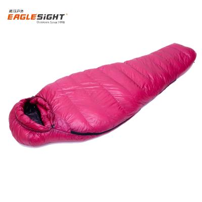 China Luxury High Quality Mummy Mommy Goose Down Sleeping Bag Candy Pink Sleeping Bag Winter Camping Sleeping Bag for sale