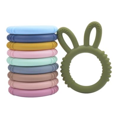 China 100%Food Grade Silicone Teether Infant Teether Silicone Rabbit Babies Teethers BPA Free Baby Teething Toys For 3-12 Months for sale