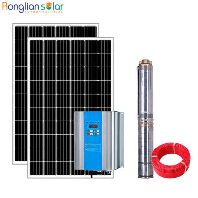 China Ronglian Home High Pressure Solar Water Pump Agriculture 400w-1800w Permanent Magnet Solar Pumps System for sale