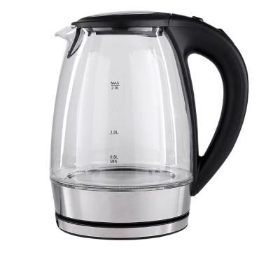 China Hot Wholesale 2L 220V Food Grade Glass Pot Steam Water Kettle Low 360 Degree Rotation Home/Hotel Heater Electric Kettle Maker HAEGER for sale