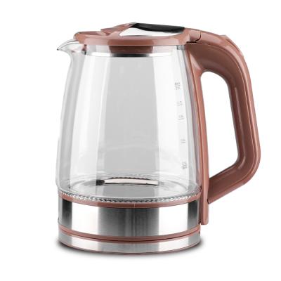 China 360 Degree Rotation Water Base Boiled Electric Kettle With LED Lights 2000W Bolosilicate Glass Large Capacity 2.2Liters Hot Sale High Quality for sale