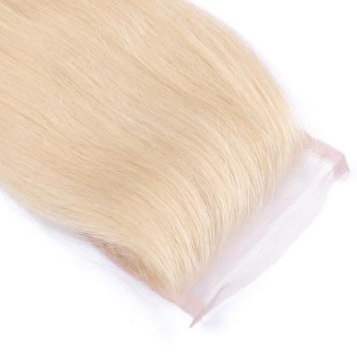 China Free Shipping 100% Virgin Remy Human Hair Virgin Remy Hair Straight Cuticle Aligned Silky Brazilian Closure 613 4*4 Piece for sale