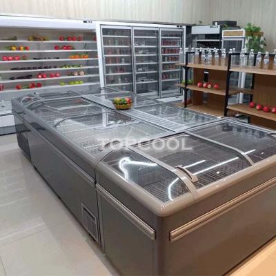 China Single-temperature Frozen Meat Freezer Topcool Supermarket Island Freezer Display Freezer for sale