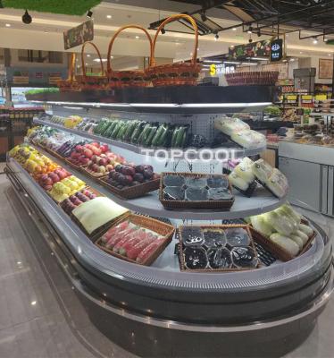 China Round Multideck Open Island Single-temperature Supermarket Refrigeration Equipment Display Refrigerators for Fresh Food Vegetable Cold Drink for sale