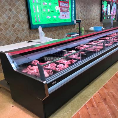 China Single-temperature 2.5m Supermarket Fresh Meat Commercial Display Chiller Showcase for sale