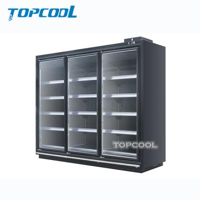 China Single-temperature supermarket multideck frozen food display vertical glass door freezer for sale