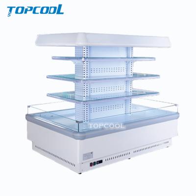 China Single-Temperature Commerical Open Display Round Island Fridge For Colder Beverage Fruits And Vegetables Cooler for sale