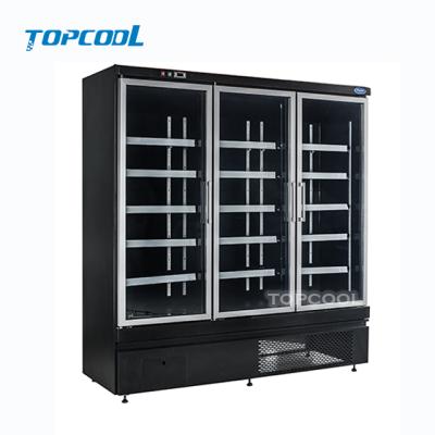 China Single-temperature Upright Glass Freezer Cooler Single-Temperature Door Refrigerator fridgecommercial for grocery store for sale