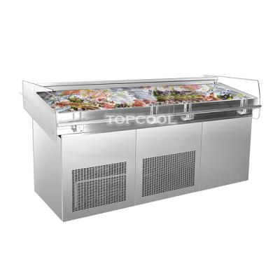 China Single-temperature supermarket fish seafood refrigerated display fresh meat refrigerator display counter for sale