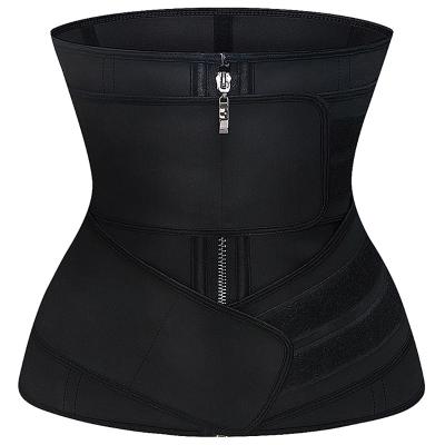 China Double Waist Trainer With Zipper Latex Waist Band Belt High Compression Zipper Women Long Chest Fajas Colombianas Sheath Antibacterial Corset Two Strap for sale