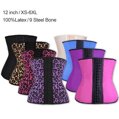 China Steel Shaper Waist Trainer And Shape Wear Leopard Latex Bone Shaper Gaine 9 Purple Antibacterial Wholesale Quality Crochet Corset Fajas Reductoras for sale