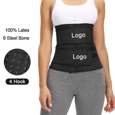 China Suppor Wechery Custom Women Corset Top Waist Trainer With Hooks 4 Compression Fajas De Latex Tow Strap Double Belt Waist for sale