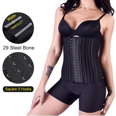 China Women's Steel Bone Waist Trainer Long Torso 29 Colombian Naked Latex Fajas Slimming Girdle Crochet Corset Suppor Wechery Amazon XS Size Best for sale