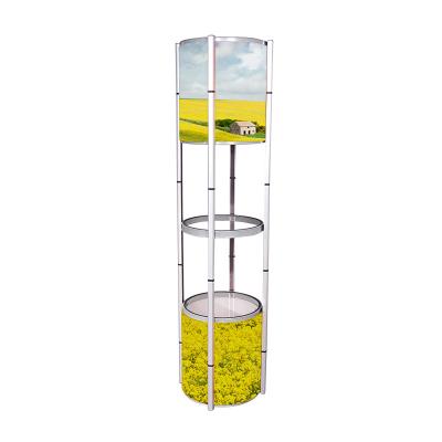 China Aluminum Portable Display Counter Spiral Tower System With Spot Light / LED for sale