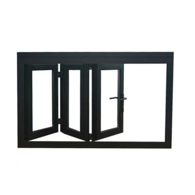 China Black  Aluminium Bifold Windows Vertical Living Room Interior Soundproof Windows for sale