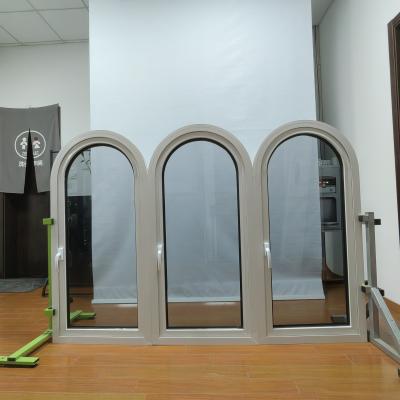 China Double Tempered Glasses Aluminum Casement Windows Brown Modern Arc Windows Customized for sale