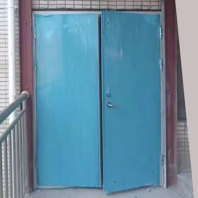 China Blue Steel Doors Swing Type Prehung Swinging Door With Hinges for sale