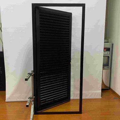 China Lock System Customized Aluminium Double Hinged Doors Aluminum Blade Shutter Door Black for sale