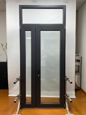 China Black PVC Hinged Door Modern Pvc Pivot Door White Tempered Glass for sale