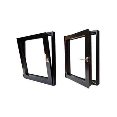 China Modern Aluminum Tilt And Turn Windows Customized Black  Tilt And Turn Double Glazed Windows for sale