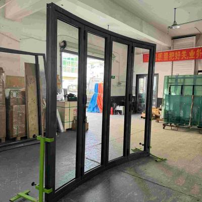 China Puerta plegable de aluminio curvada de corte térmico con buen sellado en venta