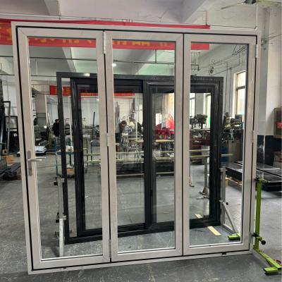 China Puerta plegable de aluminio de ruptura térmica producto personalizado de vidrio doble templado en venta