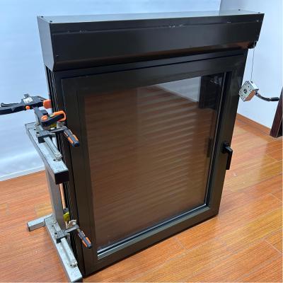 China Tilt And Turn thermal break Aluminum Window  Manual Roller Shutter Double Tempered Glass for sale