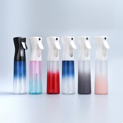 China Cosmetic Hot Sale 250ml Spray Bottle 200ml Mist Spray Bottle 200ml Red Gradient Red Blue Continuous Fine Plastic Bottles for sale