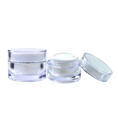 China Amazon Cosmetic Branded Container Face Cream Refillable Cosmetic Lotion Skin Care 5g 10g 15g 20g 30g 50g White Acrylic Plastic Cream Jar for sale