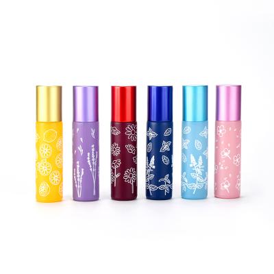 China Cosmetic Custom Perfume Bottles Pink Blue Purple Green Glass Essential Oil 10ml Perfume Roll On Bottle for sale