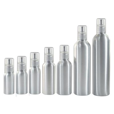 China Silver Aluminum Material 30ml 50ml 60ml 100ml 120ml 250ml High Quality Metal Perfume Packaging Bottle With Gold Edge Silver Sprayer for sale