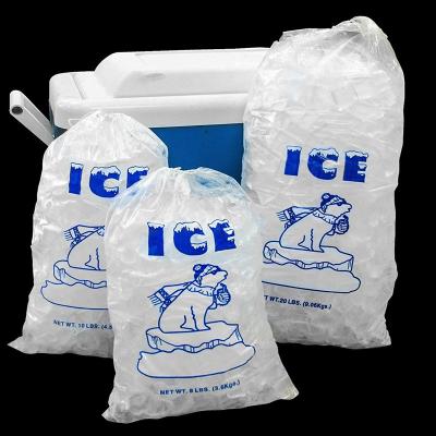 China 2020 Disposable Plastic Food LDPE Drawstring Ice Bags Ice Bags Packaging for sale