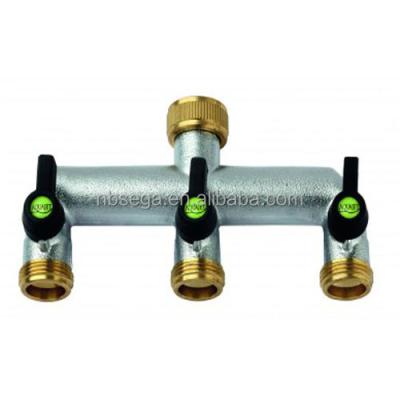 China Metal Garden Hose Connector, Brass 3 Way Hose Connector With Valve Garden Accessories for sale