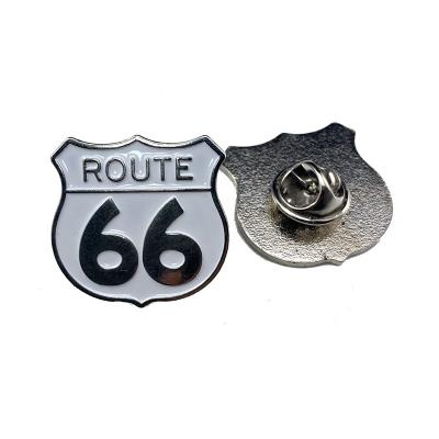 China Custom Route 66 Europe Route 66 Lapel Pin Classic Metal Badge Lapel Pin for sale