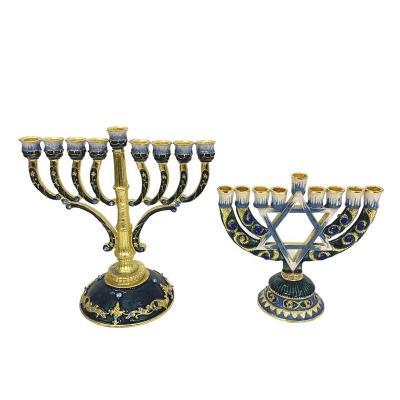 China New Arrival Metal Gold Handcrafted Candelabra with 9am Candlestick for Israel for Middle East for sale