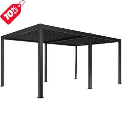 China Easily Assembled 6x4m OEM Motorized Aluminum Louvered Roof Pergola Kits With LED Lighting for sale