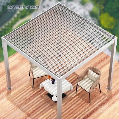 China Modern Aluminum Motorized Bioclimatic Pergola Easily Assembled Louvre Roof Sun Block Pergula for sale