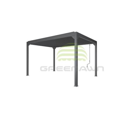 China Easily Assembled Motorized Waterproof Aluminum Louvered Pergola with LED Lights Gazebo for sale