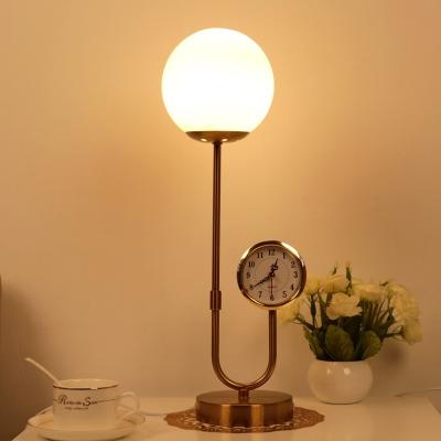 China Modern Fashion Clock Table Lamp Modern Bedroom Bedside Lamp Led Three Color Dimming Multifunctional Table Lamp for sale