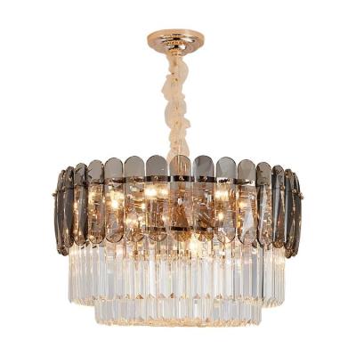 China High Quality Cheap Dining Room Post Modern Gray Ceiling Pendant Lights Modern Smoky Crystal Chandelier Lighting for sale