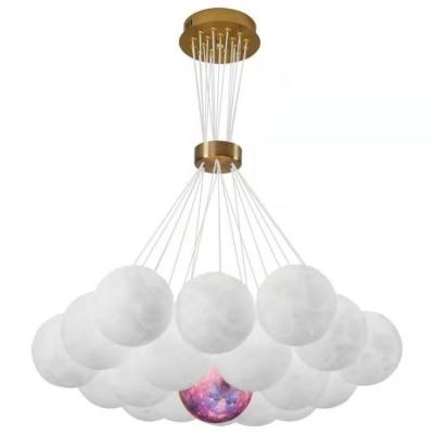 China Modern Warm Nordic Romantic Bubble Lamp Bedroom Sales Living Room INS Personalized Glass Chandelier for sale