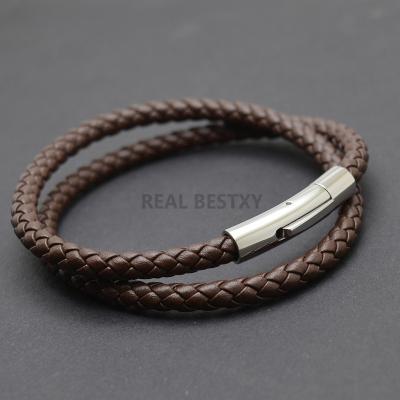 China Ace IN THE PICTURE Engrave Logo Men's Leather Bracelet And Wristband Fashion Casual Bracelet 2021 Stainless Steel Buckle Male Leather Bracelet New for sale