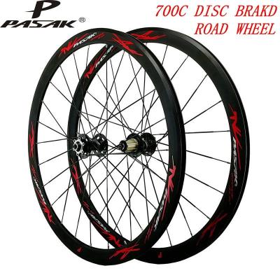 China Mountain Bikes 700C V Disc Brake Road Bicycle Wheel 40mm Alloy Wheelset Aluminum Alloy Rim Spokes3.0 Flat Wheelset Anvil Road Bike Wheels 6 Spot Dark Beer for sale