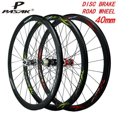 China Mountain Bikes 700C Disc Brake Bicycles Wheel Road Bike Wheeles Aluminum Alloy 40mm Anvil 6 Bolt Lock Hub 9mmQR100/135 RIM For Draw Spokes for sale